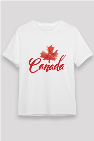 Kanada Beyaz Unisex Tişört T-Shirt - TişörtFabrikası
