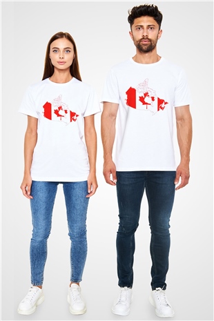 Kanada Beyaz Unisex Tişört T-Shirt - TişörtFabrikası