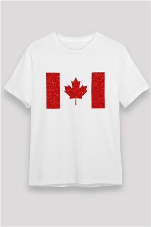 Kanada Beyaz Unisex Tişört T-Shirt - TişörtFabrikası