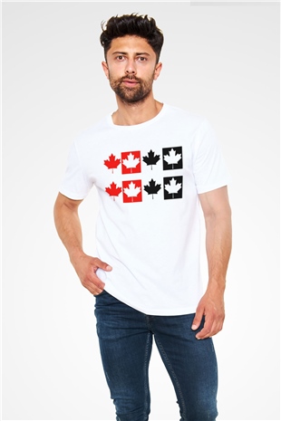 Kanada Beyaz Unisex Tişört T-Shirt - TişörtFabrikası