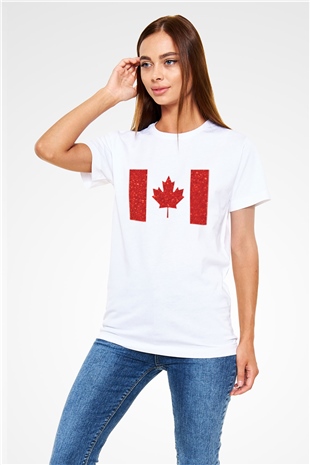 Kanada Beyaz Unisex Tişört T-Shirt - TişörtFabrikası