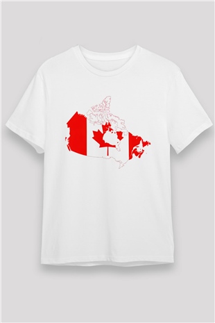Kanada Beyaz Unisex Tişört T-Shirt - TişörtFabrikası