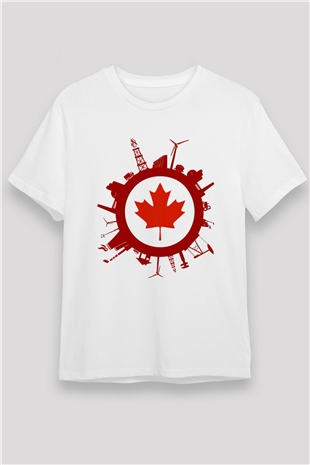 Kanada Beyaz Unisex Tişört T-Shirt - TişörtFabrikası
