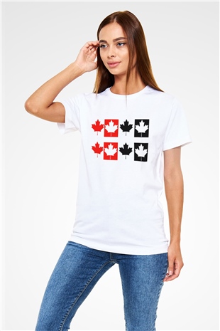 Kanada Beyaz Unisex Tişört T-Shirt - TişörtFabrikası