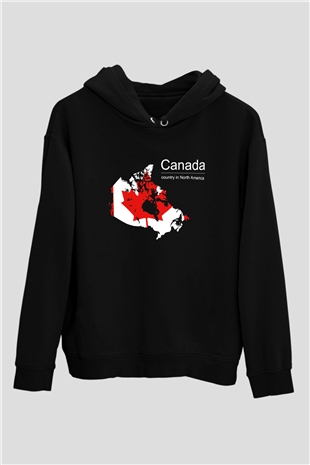 Kanada Siyah Unisex Hoodie