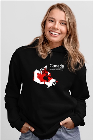 Kanada Siyah Unisex Hoodie