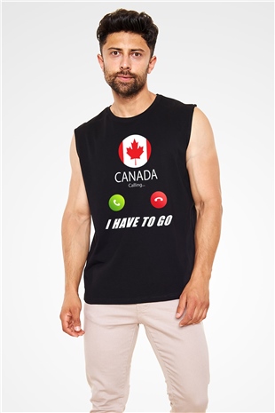 Kanada Siyah Unisex Kolsuz Tişört