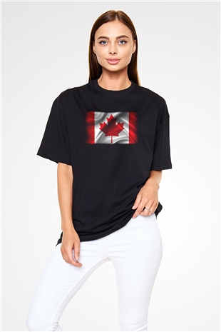 Kanada Siyah Unisex Oversize Tişört T-Shirt