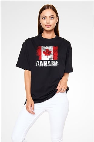 Kanada Siyah Oversize Tişört Oversize T-shirt - TişörtFabrikası