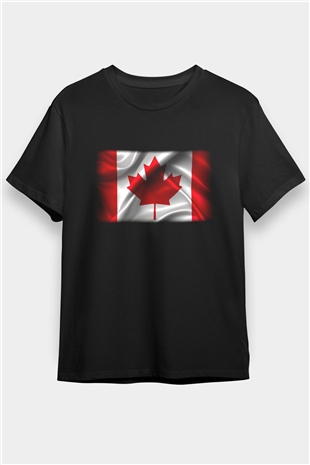 Kanada Siyah Unisex Tişört T-Shirt - TişörtFabrikası