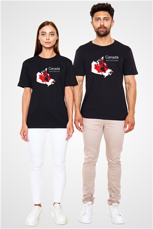 Kanada Siyah Unisex Tişört T-Shirt - TişörtFabrikası