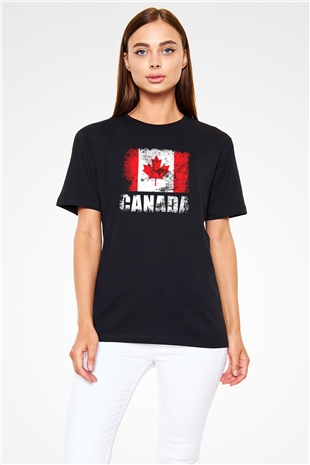 Kanada Siyah Unisex Tişört T-Shirt - TişörtFabrikası
