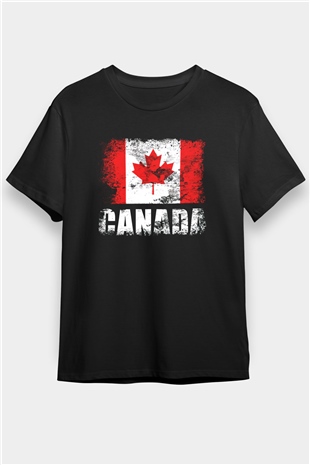 Kanada Siyah Unisex Tişört T-Shirt - TişörtFabrikası