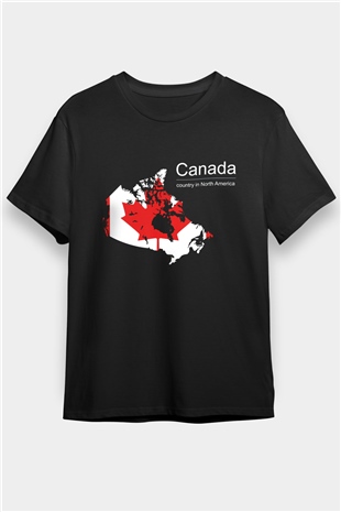 Kanada Siyah Unisex Tişört T-Shirt - TişörtFabrikası