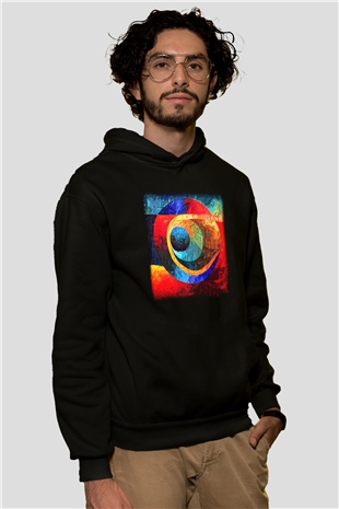 Kanaviçe Siyah Unisex Hoodie