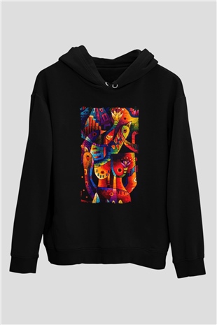 Kanaviçe Siyah Unisex Hoodie