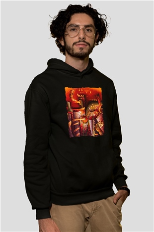 Kanaviçe Siyah Unisex Hoodie