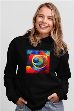 Kanaviçe Siyah Unisex Hoodie