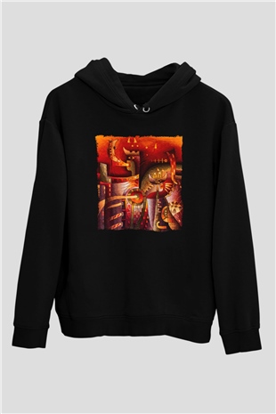 Kanaviçe Siyah Unisex Hoodie