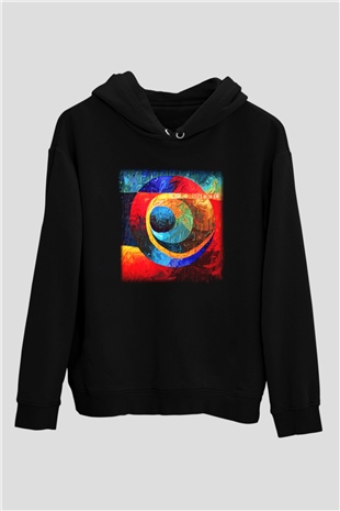 Kanaviçe Siyah Unisex Hoodie