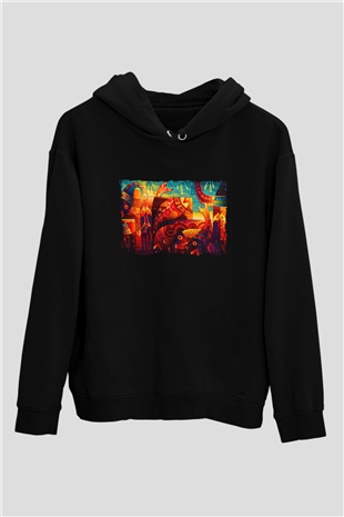 Kanaviçe Siyah Unisex Hoodie
