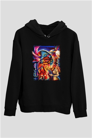 Kanaviçe Siyah Unisex Hoodie