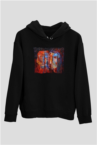 Kanaviçe Siyah Unisex Hoodie