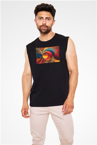 Kanaviçe Siyah Unisex Kolsuz Tişört