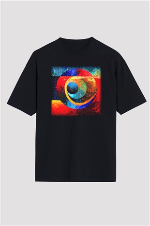 Kanaviçe Siyah Unisex Oversize Tişört T-Shirt