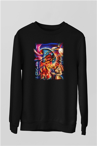 Kanaviçe Siyah Unisex Sweatshirt