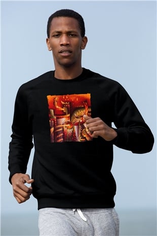 Kanaviçe Siyah Unisex Sweatshirt
