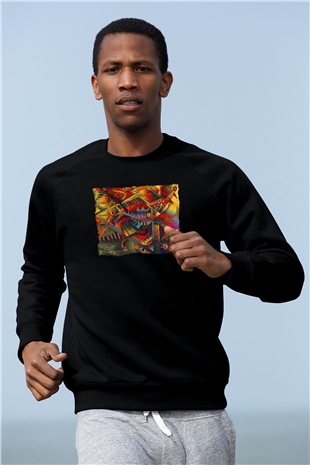 Kanaviçe Siyah Unisex Sweatshirt