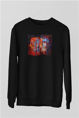 Kanaviçe Siyah Unisex Sweatshirt