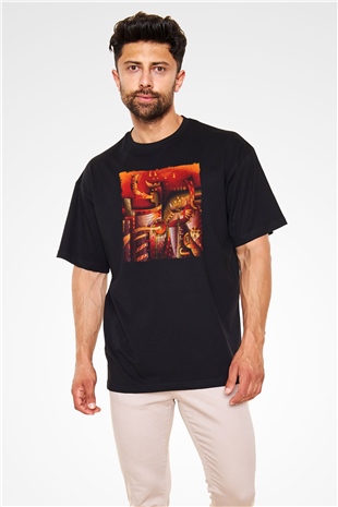 Kanaviçe Siyah Oversize Tişört Oversize T-shirt - TişörtFabrikası