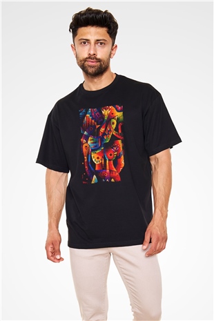 Kanaviçe Siyah Oversize Tişört Oversize T-shirt - TişörtFabrikası