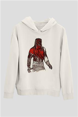 Kane Baskılı Beyaz Unisex Hoodie