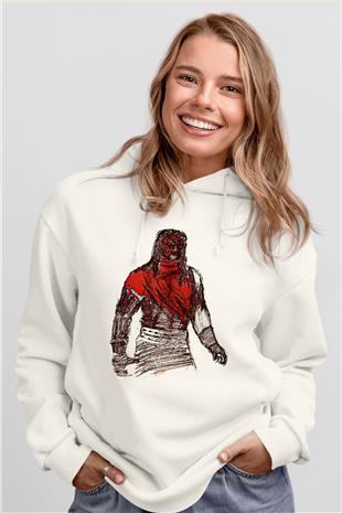 Kane Baskılı Beyaz Unisex Hoodie
