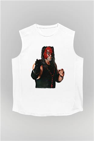 Kane Baskılı Beyaz Unisex Kolsuz Tişört - Tshirt