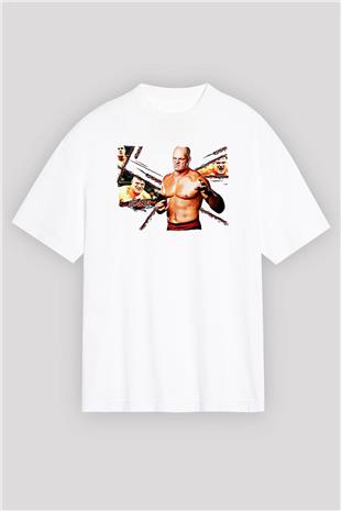 Kane Baskılı Beyaz Unisex Oversize Tişört - Tshirt
