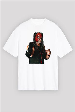 Kane Baskılı Beyaz Unisex Oversize Tişört - Tshirt