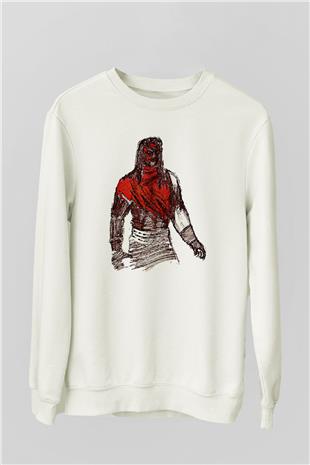 Kane Baskılı Beyaz Unisex Sweatshirt