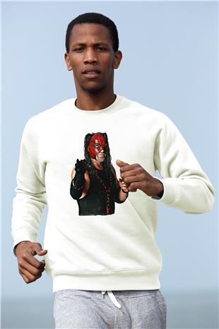 Kane Baskılı Beyaz Unisex Sweatshirt