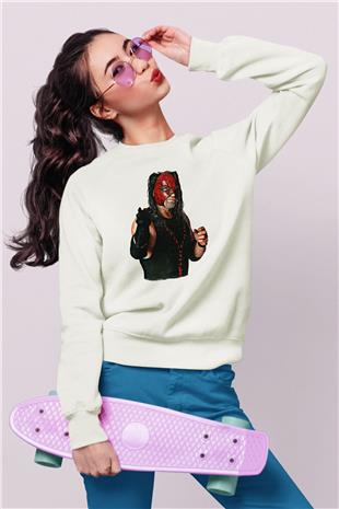 Kane Baskılı Beyaz Unisex Sweatshirt