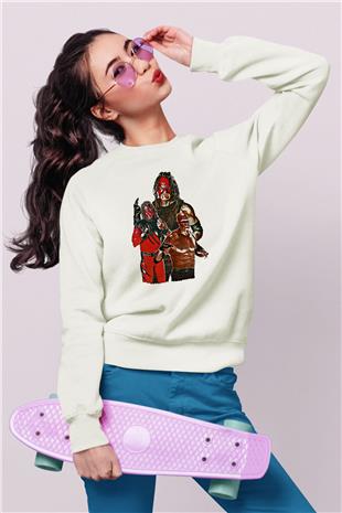 Kane Baskılı Beyaz Unisex Sweatshirt