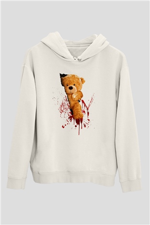 Kanlı Teddy TemalıBeyaz  Unisex Hoodie