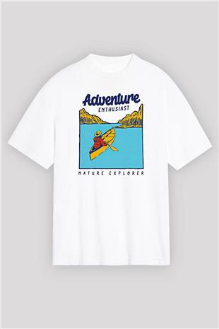 Kano Baskılı Unisex Beyaz Oversize Tişört - Tshirt
