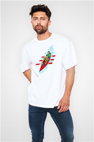 Kano Baskılı Unisex Beyaz Oversize Tişört - Tshirt