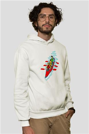 Kano Baskılı Unisex Ekru Hoodie