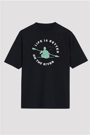 Kano Baskılı Unisex Siyah Oversize Tişört