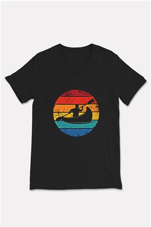 Kano Baskılı Unisex Siyah V Yaka Tişört